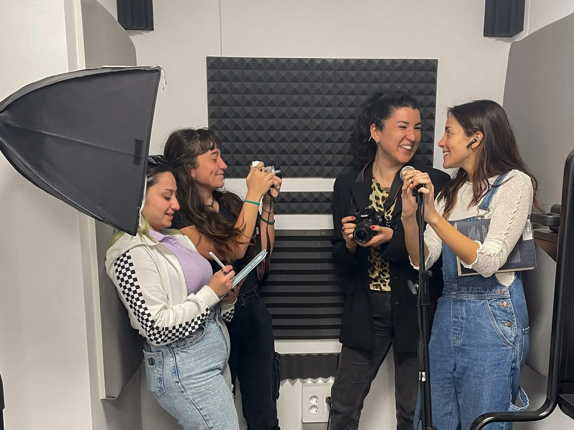 Four girls doing their film internship