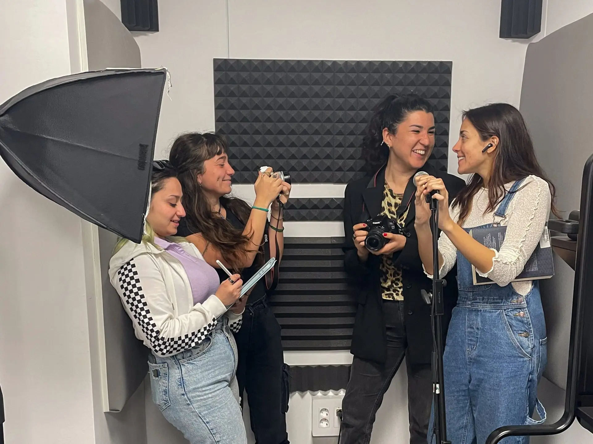 Four girls doing their film internship